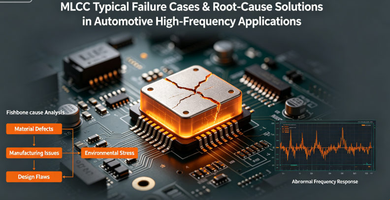 In automotive high-frequency power systems (e.g., 800V inverters, SiC/GaN motor drives, and high-power OBCs), MLCC failures often lead to system-level issues—from EMI over-limit and power ripple exceeding specifications to sudden module shutdowns. Unlike